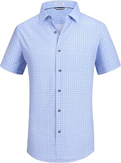 WARHORSEE Mens Short Sleeve Button Down Shirts Wrinkle Free Dress Shirts