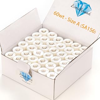 Simthread 144pcs Size A SA156 Embroidery Prewound Bobbin Thread - White | 60WT (70D/2), Class 15, Plastic Sided Prewound Bobbin, For Bernina BabyLock Brother Pfaff Embroidery Sewing Machine