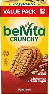 belVita Breakfast Bars Biscuits, Cinnamon Brown Sugar, Value Pack, 12 Packs | 4 Biscuits Per Pack, Made with Real Cinnamon, No High Fructose Corn Syrup, Artificial Flavors, Colors or Sweeteners