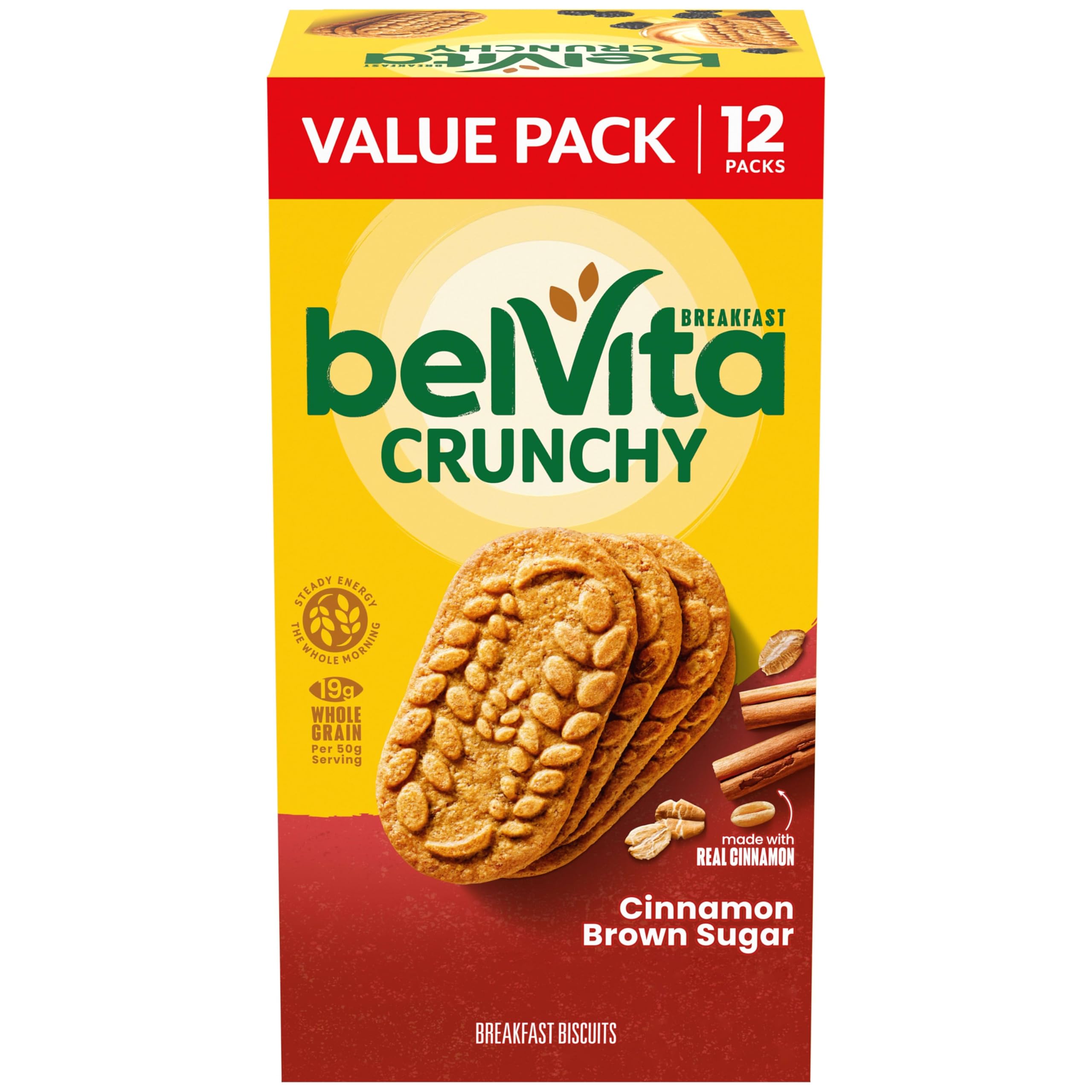 belVita Breakfast Bars Biscuits, Cinnamon Brown Sugar, Value Pack, 12 Packs | 4 