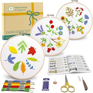 Bradove Leaves and Flowers Embroidery Kit for Beginners with Patterns