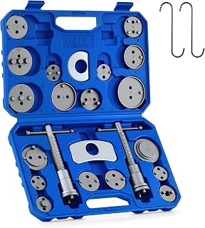 OMT 24pc Brake Caliper Compression Tool with Adapters &amp; Hangers, Sandblast | 1045 Steel Construction; Full Multi Piece Set for Most Vehicles; Thrust Bolt Assemblies; Precision Auto Repair