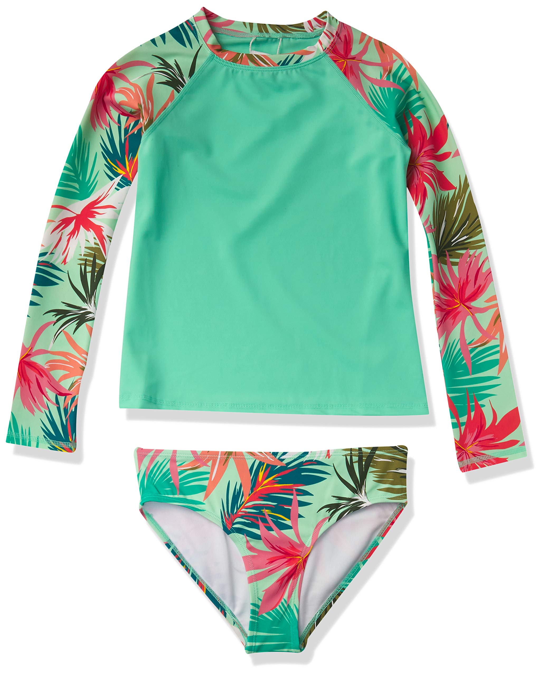 Kanu Surf Girl's Gigi Long Sleeve Rashguard UPF 50 Two Piece Swim Set Rash Guard