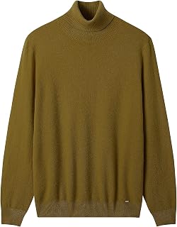 ZHILI Men's Cashmere Sweater Solid Color Turtleneck Sweater