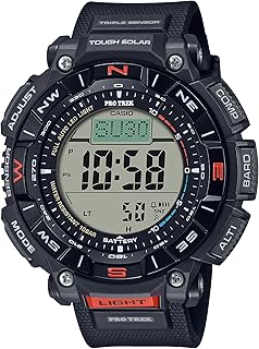 Casio Serie PRG340 | Pro Trek | Resistenza all'acqua 100 metri | Bussola | Alt/Baro-Thermo | Energia solare resistente | Cronometro 1-100 SEC | Timer conto alla rovescia | Ora mondiale