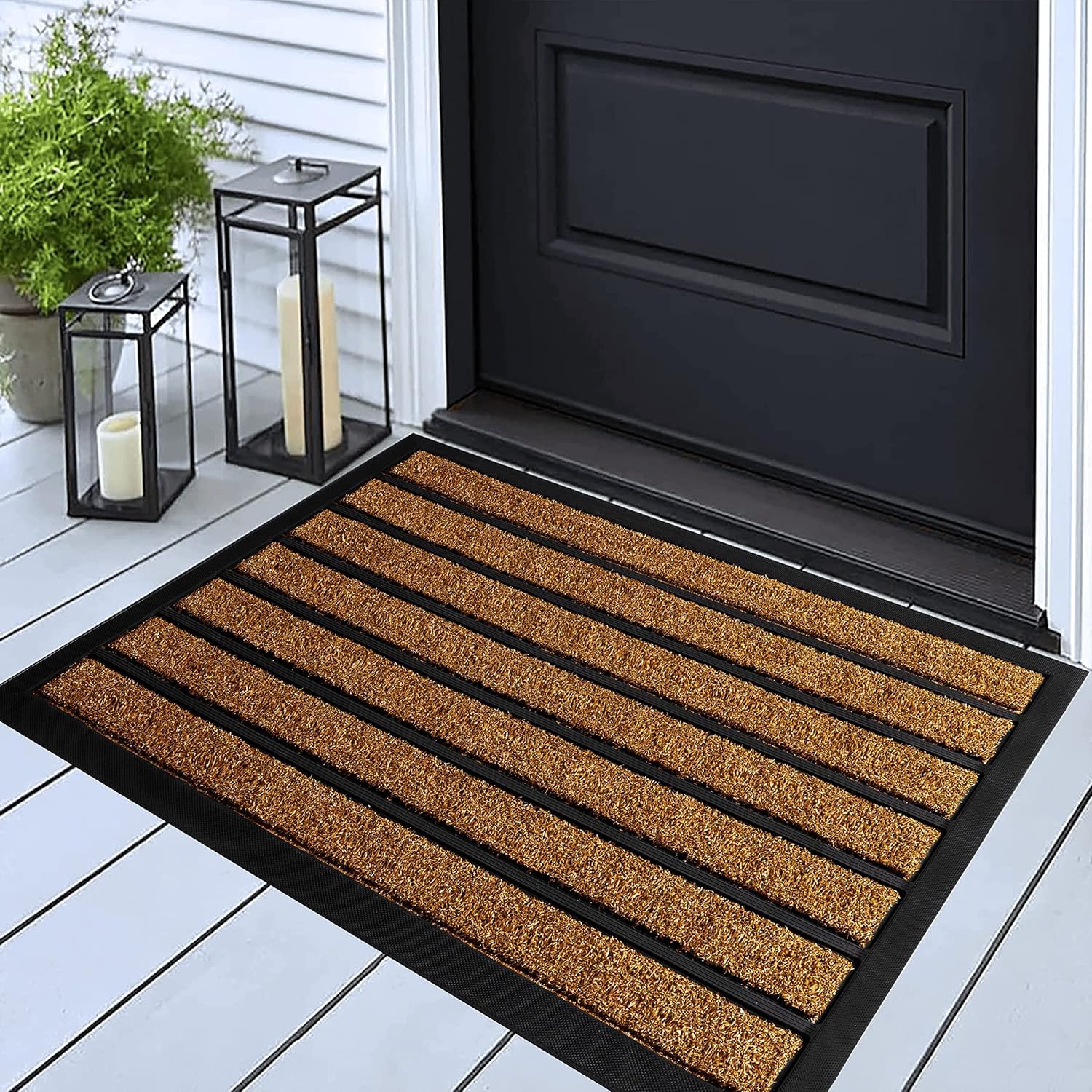 ubdyo Extra Durable Door Mat Outside Entrance (30" x 17", Bright Brown) | Dirt T