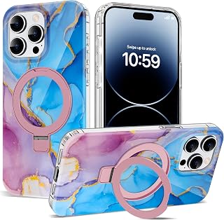 Marble Case for iPhone 14 Pro Max with Stand 6.7",Purple Blue