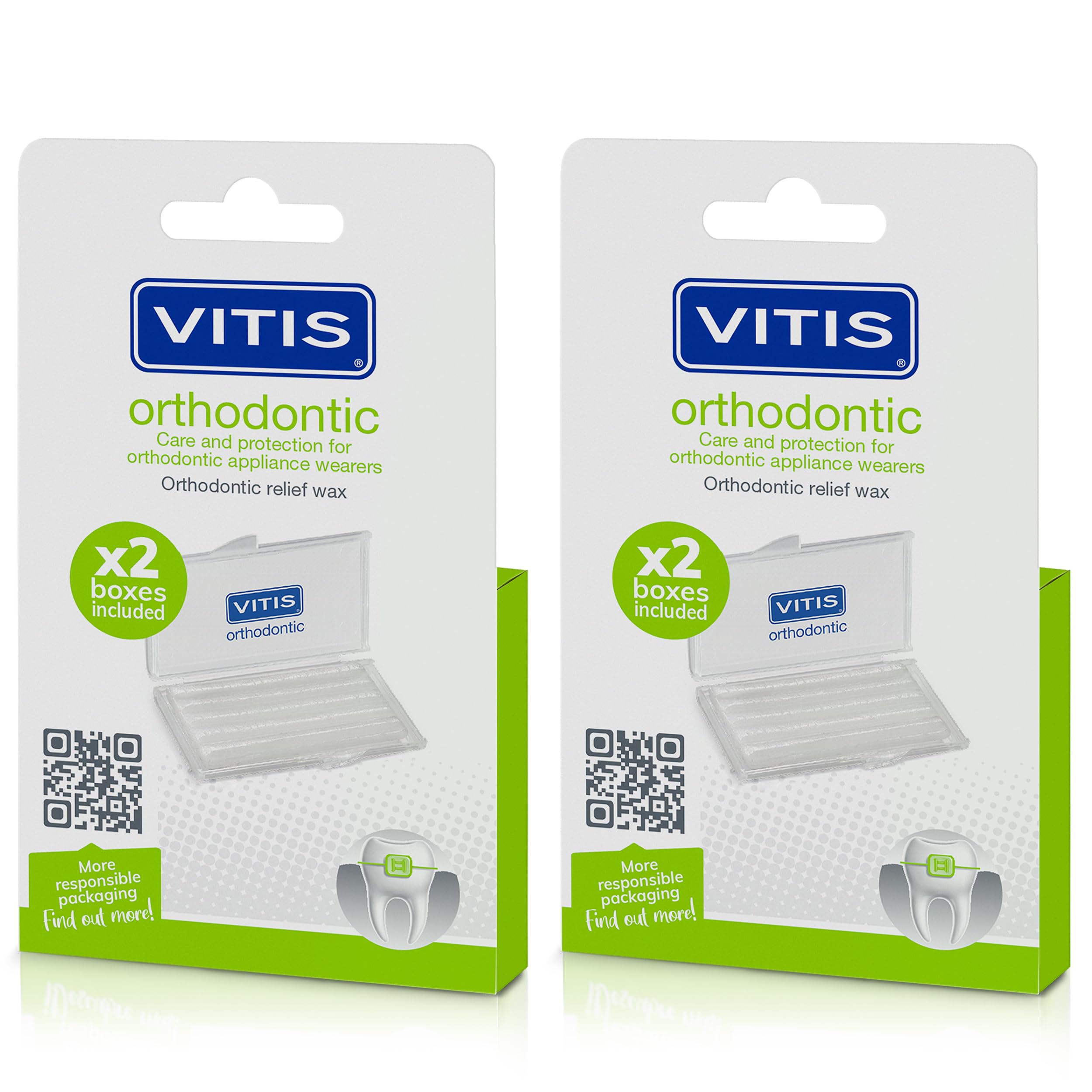 Vitis Orthodontic Wax Strips, 2 Pack, Braces Wax for Irritation Relief | For Gum