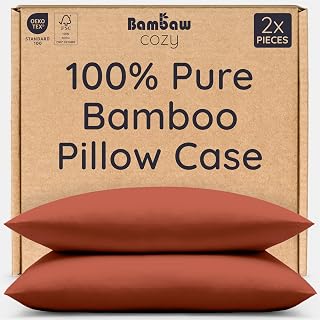Bambaw Bamboo Pillowcase 50x75 cm, 2 Pack, Temperature Balancing Pillowcases, Hypoallergenic Pillowcases Bamboo with Envelope Closure, Breathable & Cooling Pillow Cases 2 Pack 50x75 cm (Terracotta)