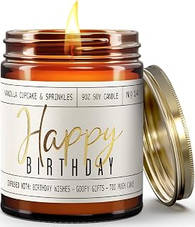 Birthday Gifts for Women -'Happy Birthday' Soy Candle, w/Champagne on Ice I 40th 50th 60th 70th Happy Birthday Gifts for Mom, Grandma, Sister, Coworker, Aunt, Wife I 50Hr Burn, Made in USA