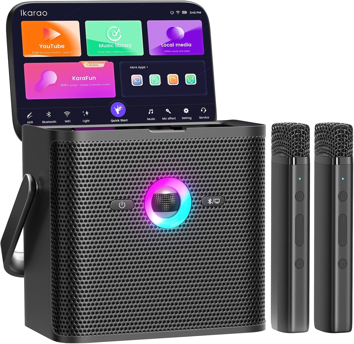 Ikarao Karaoke Machine for Adults, with Lyrics Display Screen, 32GB Karaoke Tabl