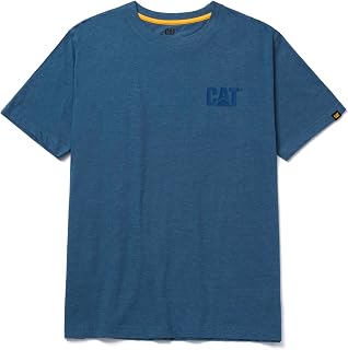 CAT Men's Trademark T-Shirts with Shape-Retention Rib Trim Spandex, Tagless Neck, and Cat Logo on Left Chest