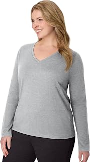 Hanes Originals Women's Modern Fit V-Neck Lightweight Cotton Long Sleeve T-Shirt