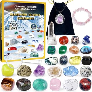 Gemstone Advent Calendar 2026 for Kids with 24 Days Christmas Countdown, Grystals & Natural Rock Stones & Minerals for Exploring, Learning, Collection, Xmas Gift for Girls Boys Geology Enthusiasts
