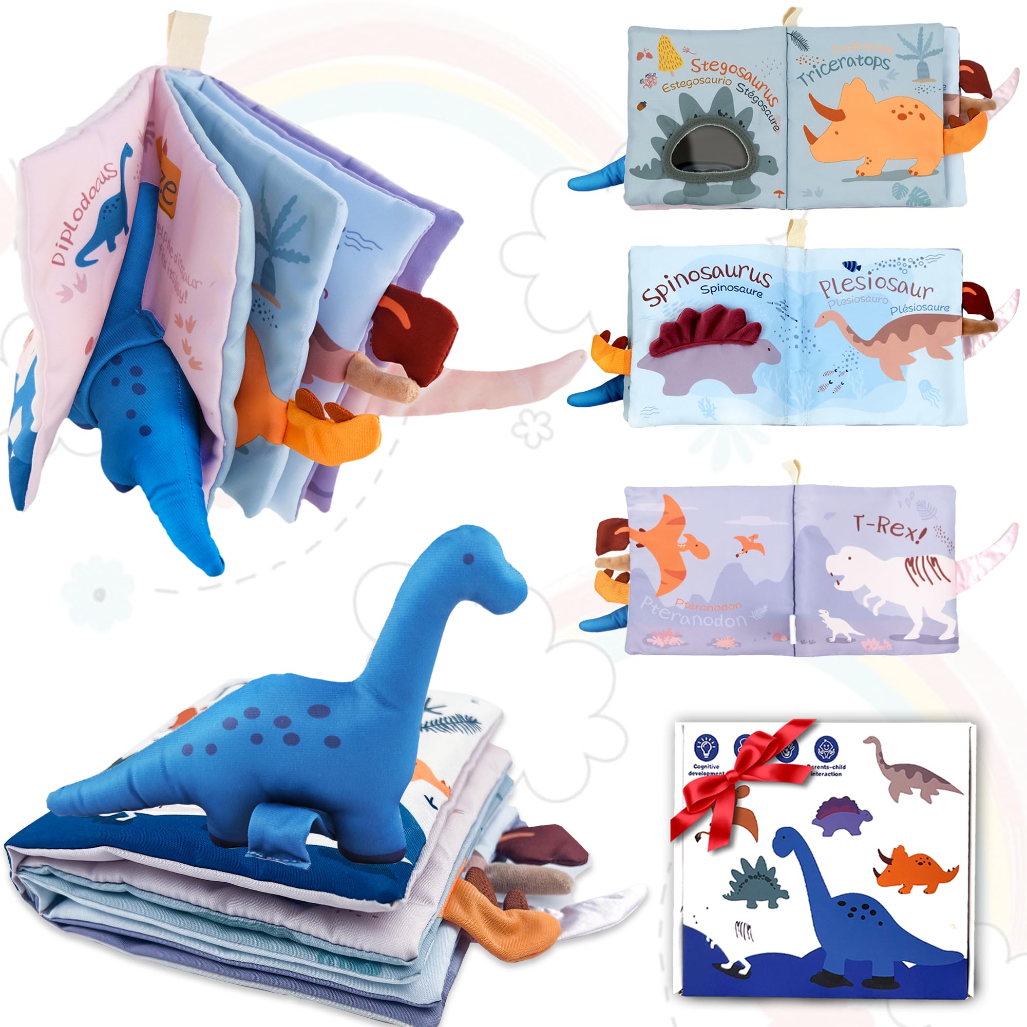 Richgv Baby Books 0-6 Months, Baby Boy Gifts Baby Toys 6-12 Months Dinosaur | To
