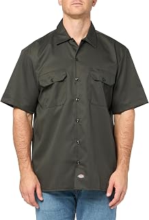 Dickies Mens Short Sleeve Work Shirt, Olive Green, 2X Tall