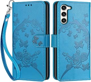 Cover per Samsung Galaxy S23 Plus custodia portafoglio Farfalla - Blu