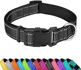 Reflective Dog Collar, Adjustable Soft Neoprene Padded,Black,M