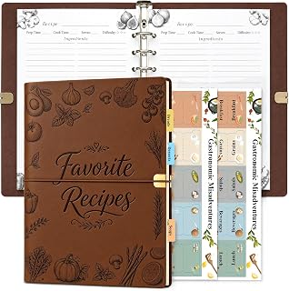 Blank Recipe Book to Write in Your Own Recipes, Family Recipe Book Binder | Leather Recipe Journal Notebook, Waterproof Vintage Blank Cookbook Holds Short & Long Recipes