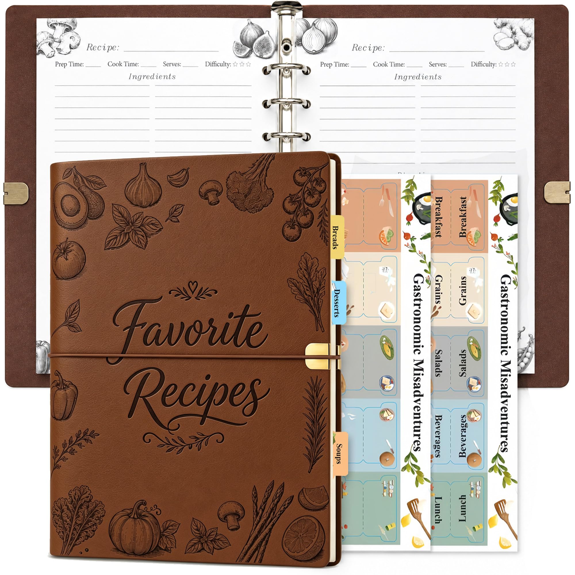 Blank Recipe Book to Write in Your Own Recipes, Family Recipe Book Binder | Leat