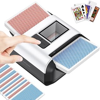 KPAW Automatic Card Shuffler for 1-2 Decks with Dual Modes, USB-C Rechargeable, Low Noise Compatible Card Shuffler Machine for Home Card Game, Travel