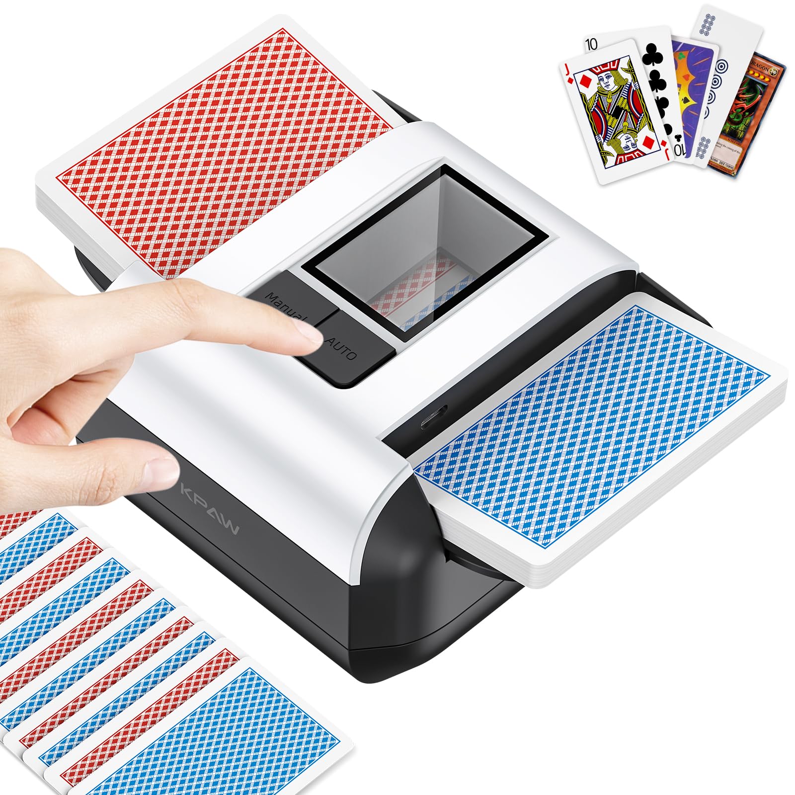 KPAW Automatic Card Shuffler for 1-2 Decks with Dual Modes, USB-C Rechargeable, 