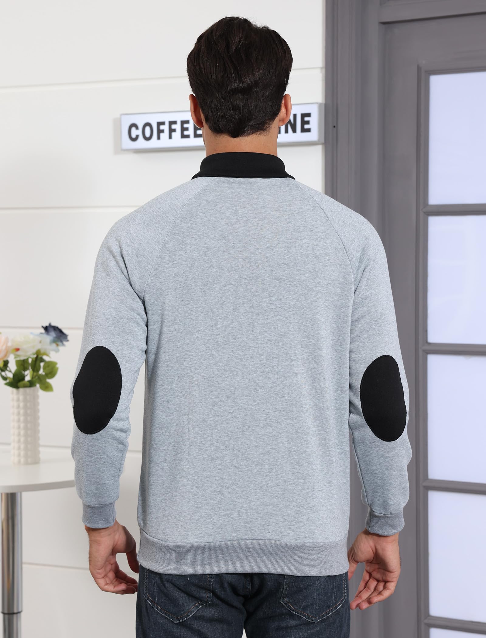 Aulemen Men's Hooded Sweatshirt with Stand Collar Half Zip Two-Tone Design Breat