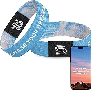Daily Positive Messages Bracelet Scan Phone with Technology for Women, Men, Teens, Inspirational Bracelet with Motivational Quotes, Elastic Wristband, Thoughtfull Gifts