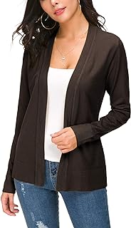 EXCHIC Women's Casual Long Sleeves V-Neck Open Front Knit Cardigan