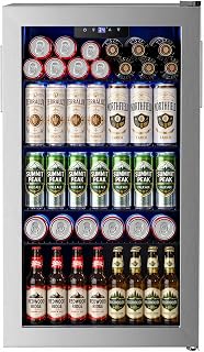 Feelfunn 126 Can Beverage Refrigerator, Glass Door Mini Fridge, 3.2 Cu.Ft | 34–64°F digital temperature control, quiet cooling and adjustable shelves for kitchens, offices, dorms and home bars
