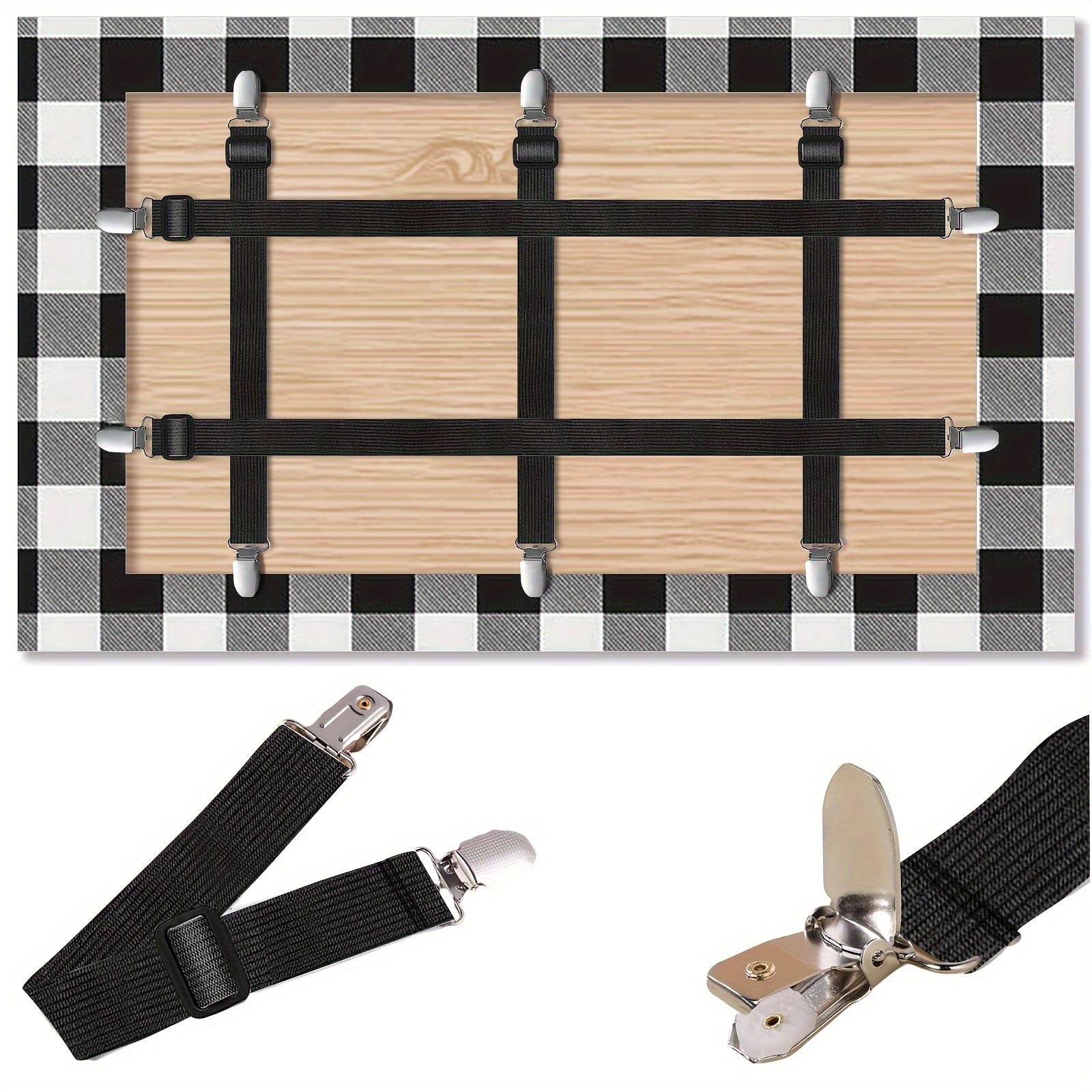 Tablecloth Holder Clips Hidden Strap 5 Pack Adjustable Elastic Picnic Tablecloth