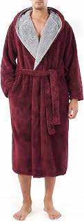 DAVID ARCHY Mens Soft Microfiber Fleece Hooded Bathrobe