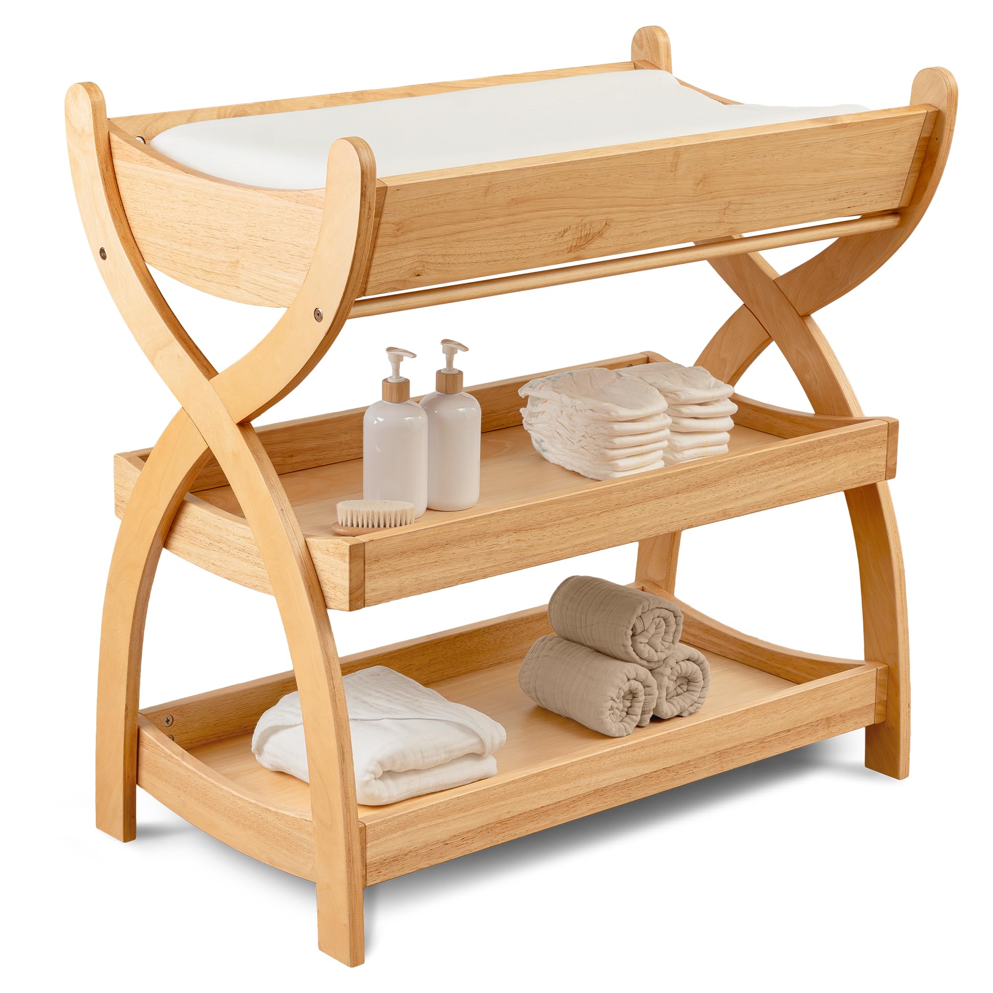 Comfy Cubs Baby Changing Table - Baby Change Table, Natural Wood | Sturdy Wood C