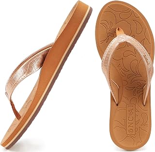 ONCAI Women's Flip Flops, Summer Sandals with Orthopaedic Arch Support, Rubber Foot Bed, for Sports, Swimming Pool, Beach, Comfort Platform Flip Flops, Size 36-43 EU/UK 4–10