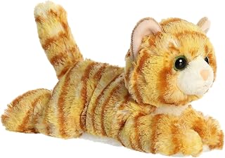 Aurora Mini Flopsie 8" Ginger Cat Adorable Stuffed Animal | Compact tummy-lying animals with bean-filled stability