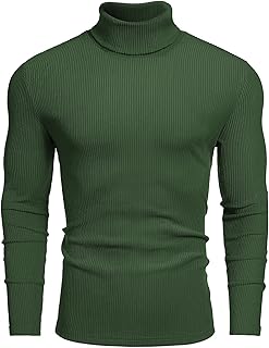 COOFANDY Men's Ribbed Turtleneck Sweater Casual Basic Long Sleeve Knitted Pullover Sweater