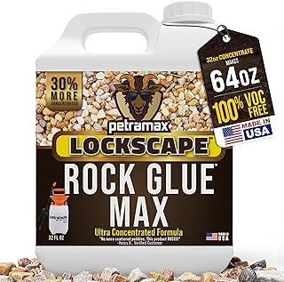 Petra Max Rock Glue for Landscaping, Pet-Safe & Non-Toxic (USA-Made), 32 Oz | Sticky Clear Gravel Binder & Decomposed Granite Stabilizer - Lockdown Gravel/Pebbles/Stones, Mulch Glue for Rocks (50 Sq Ft)
