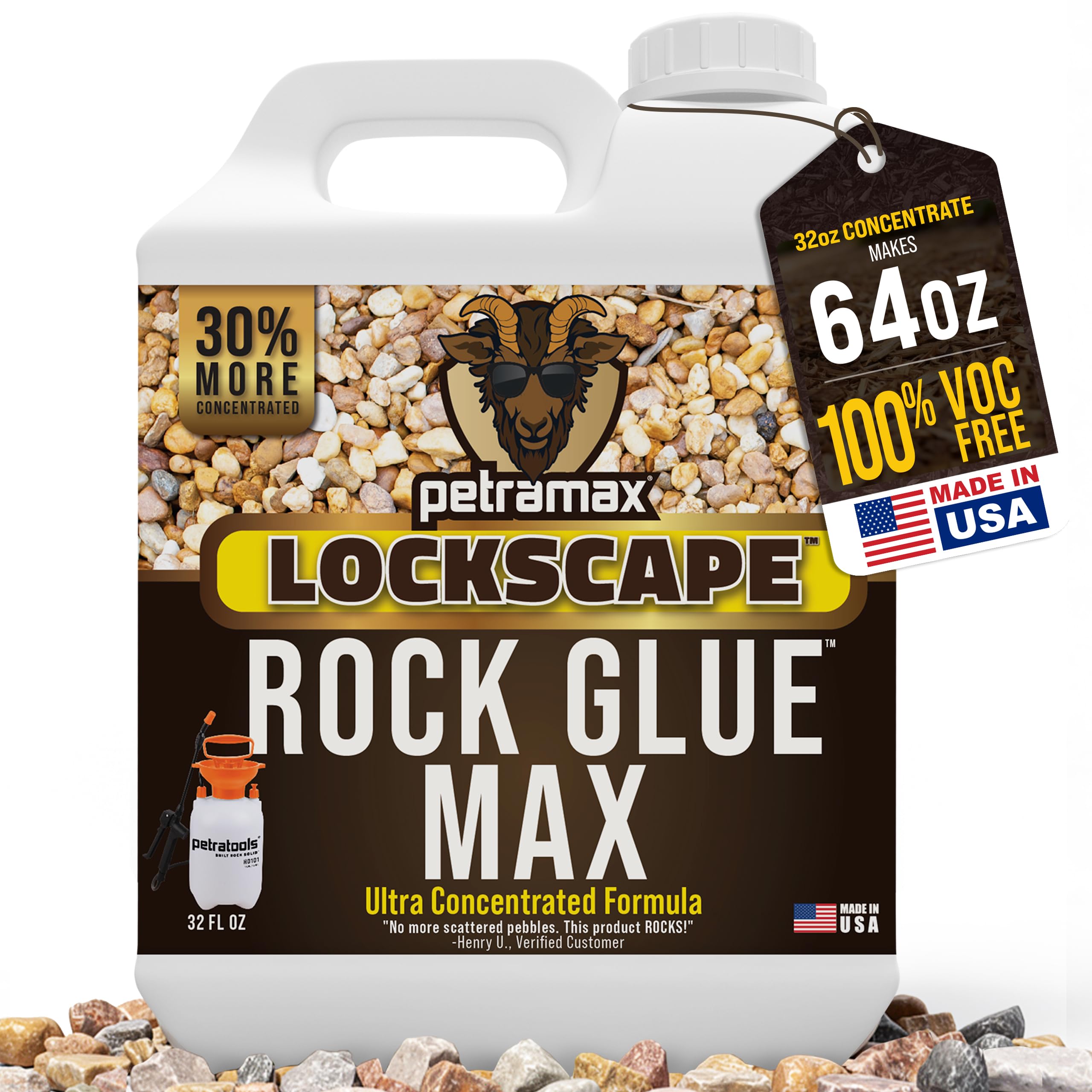 Petra Max Rock Glue for Landscaping, Pet-Safe & Non-Toxic (USA-Made), 32 Oz | St