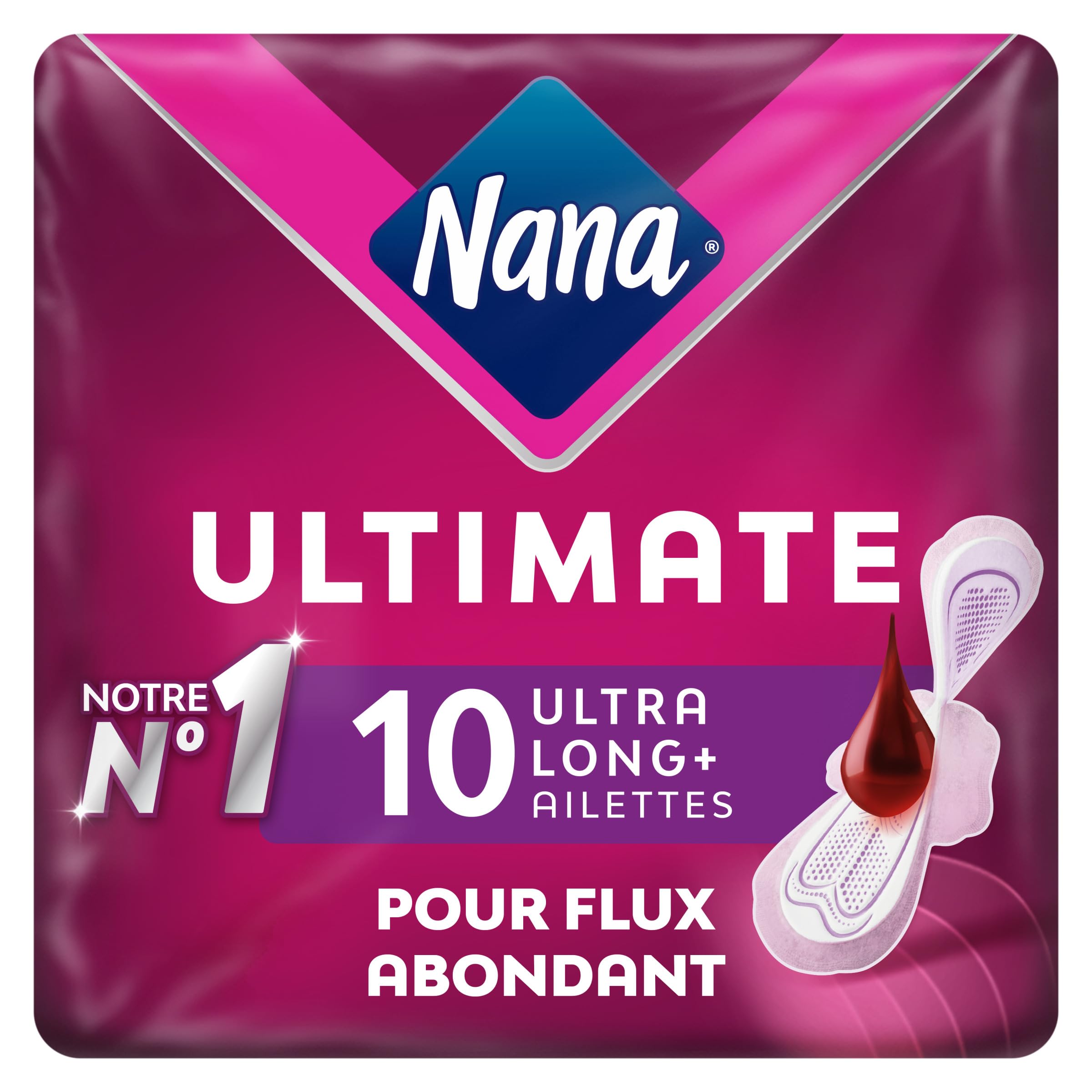 Nana Ultimate Ultra Long+ Sanitary Towels with Wings - 10 Pads