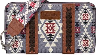 Wrangler Women's Western Aztec Clutch Wristlet Wallet with Credit Card Holder, lavender