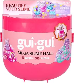 GUI GUI Mega Slime Haul, 5 Scented Slimes, 50+ Pieces, Kids Toys | Gua Sha and 3-in-1 tool with cloud, clear, butter, jelli, and crunch slime for kids ages 6+, 6 year old girl birthday gift