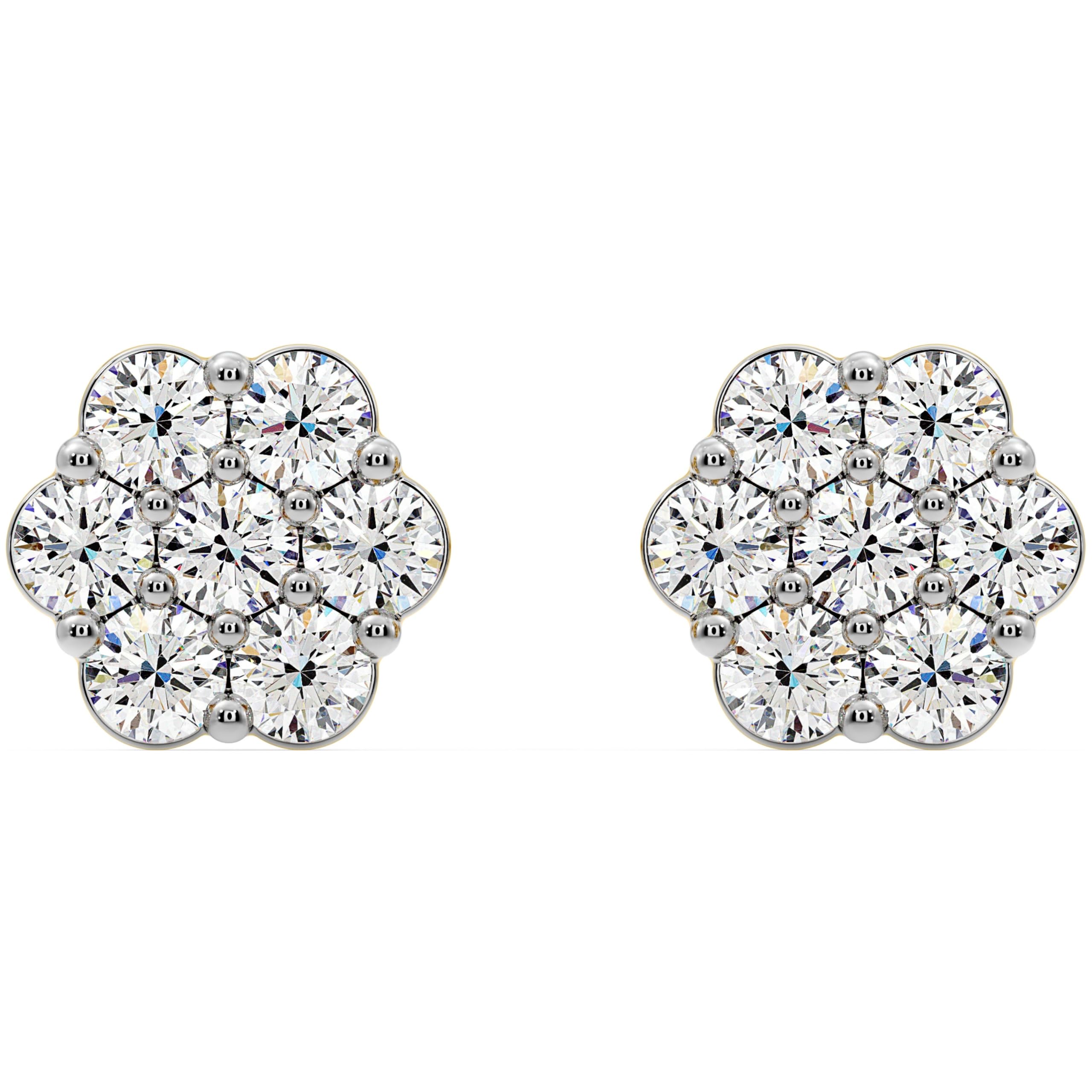 Gilded Lab-Grown Diamond 7 Stone Flower Earrings for Women in 925 Sterling Silve