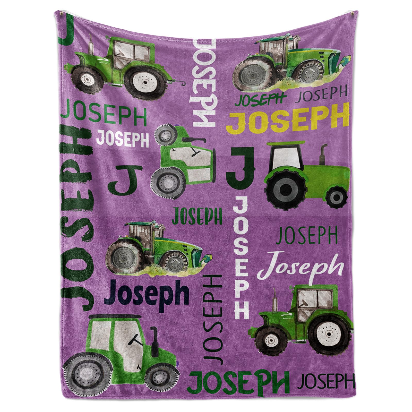 Personalized Tractors Blanket - Custom Name with Farm Tractor Trucks Design - So