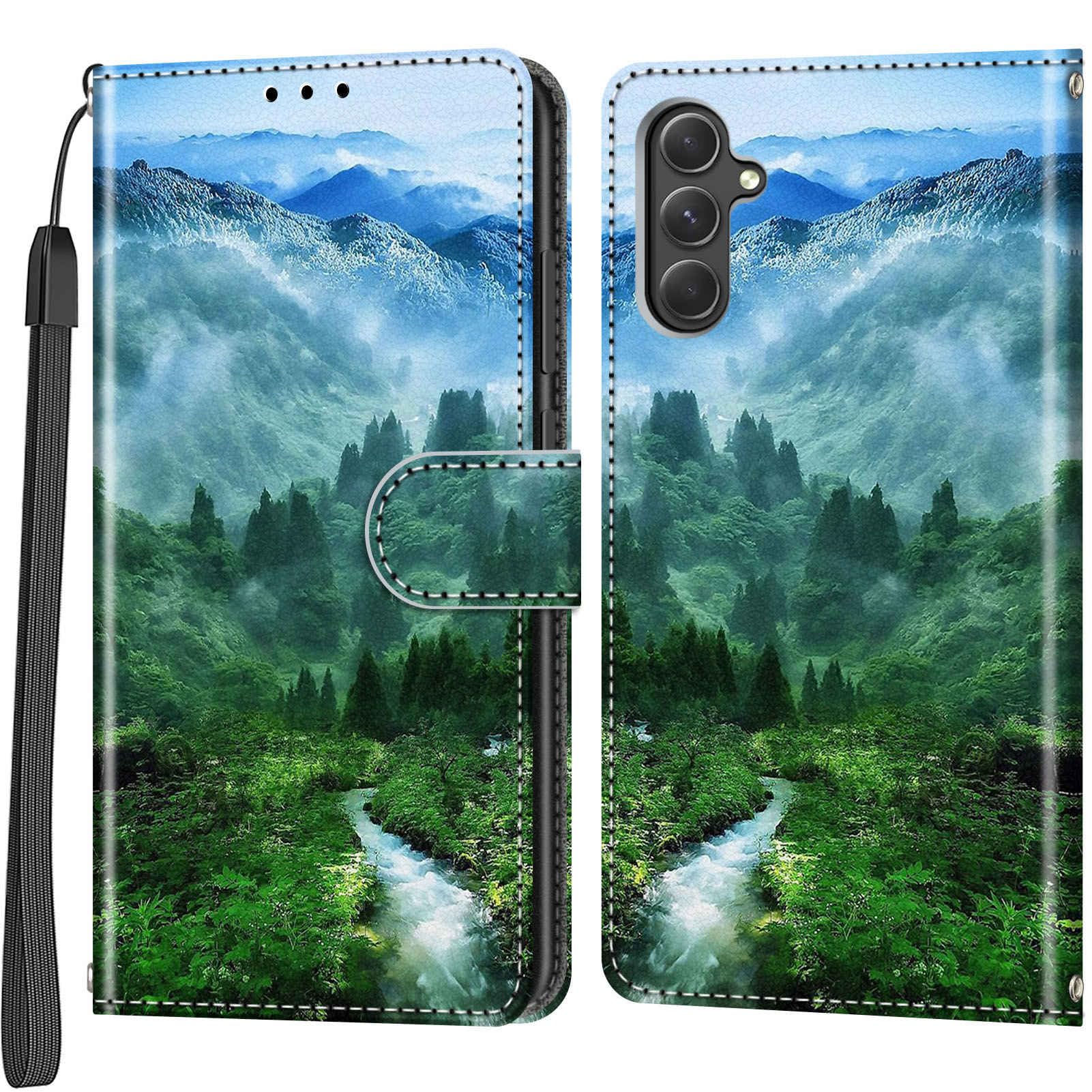 Cover for Samsung Galaxy A54 5G, Wallet PU Leather, Forest