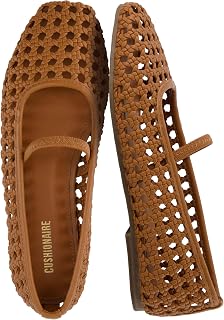 CUSHIONAIRE Weavy Woven Ballet Flats for Women, Square Toe Mary Jane Flats