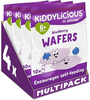 Kiddylicious Blueberry Wafers - Gluten and Dairy Free Kids Snack - Suitable for 6+ Months - 4 x 10 Twin Packs