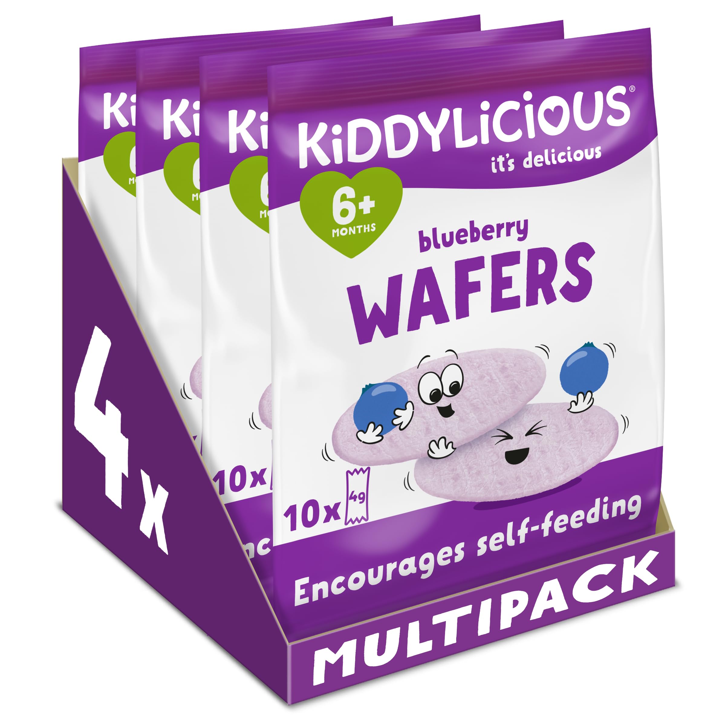 Kiddylicious Blueberry Wafers - Gluten and Dairy Free Kids Snack - Suitable for 