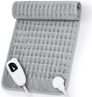 Heating Pad,Electric Heating Pad,Heating Pad for Back,Light Gray,24x12Inch | Heating Pad for Neck and Shoulder Abdomen Legs Hot Heated Pad,Gift for Women Men,6 Heating and Timer Setting
