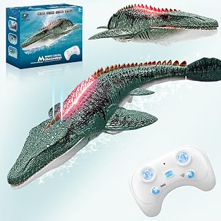 Remote Control Mosasaurus Dinosaur Toys for Boys Kids Swimming Pool High Simulation Toys, Electric RC Sea Monster with Light & Spray Water Birthday Gift for Ages 3 4 5 6 7 8 9