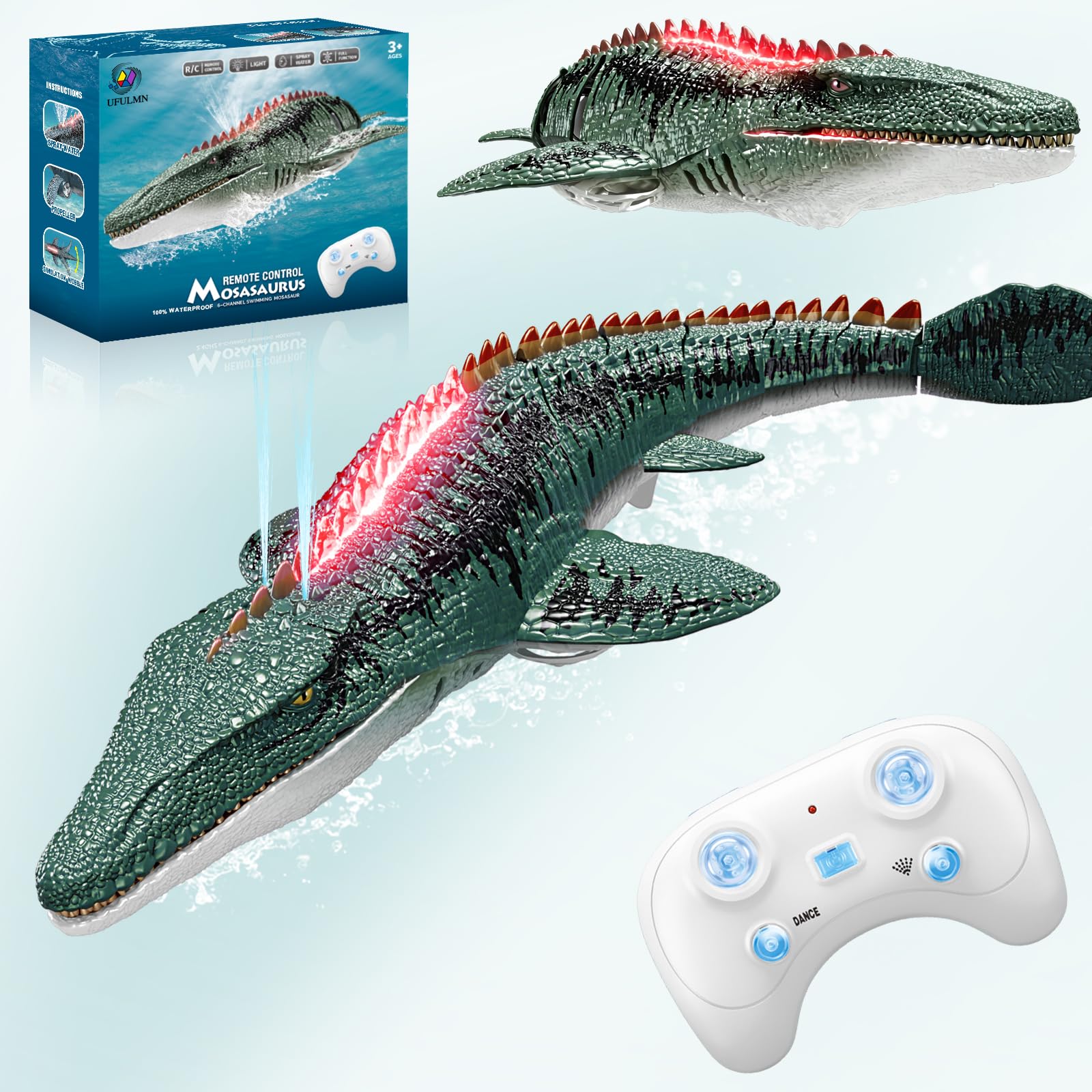 Remote Control Mosasaurus Dinosaur Toys for Boys Kids Swimming Pool High Simulat